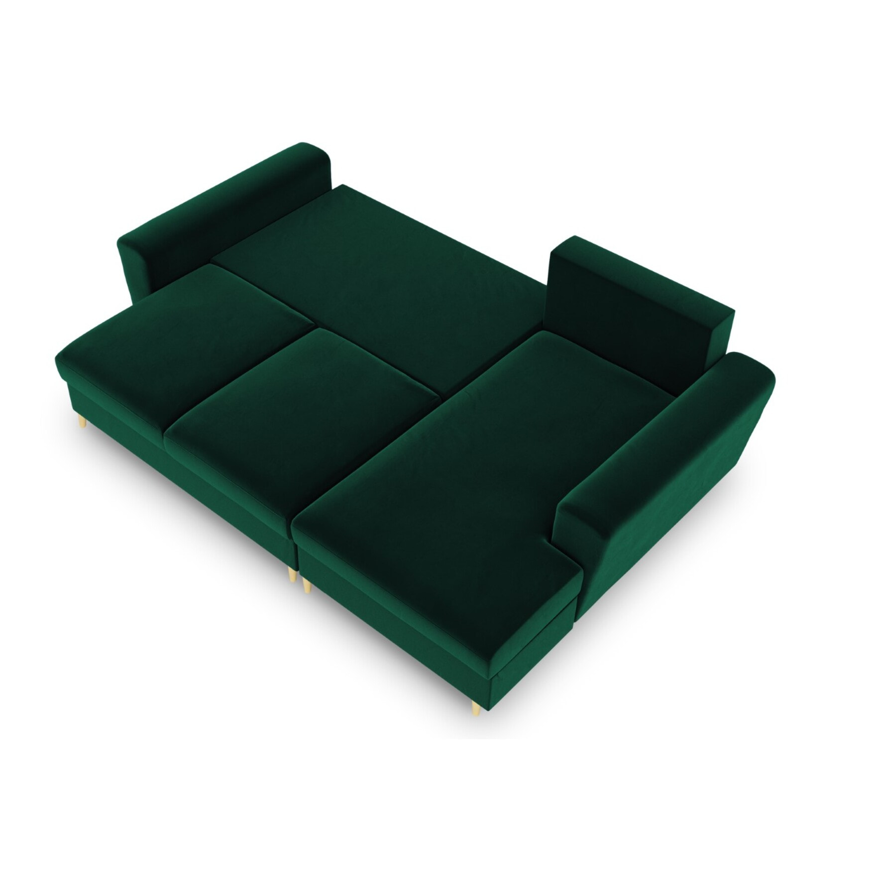 Canapé d'angle droit convertible avec coffre de rangement "Kyoto" 4 places en velours vert bouteille