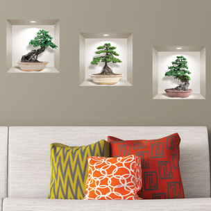 Stickers muraux 3D | Sticker Mural Autocollant effet 3D bonsai ginseng - Stickers adhésifs 3D Chambre Salon Trompe l'oeil