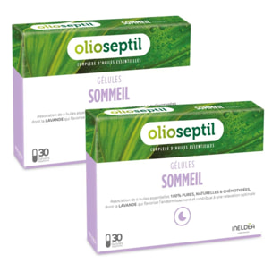 OLIOSEPTIL- Gélules Sommeil - Aide à l'endormissement - Contribue à un sommeil réparateur - Participe à la détente et la relaxation - Aux Huiles Essentielles - Sans Gluten - Lot de 2 produits