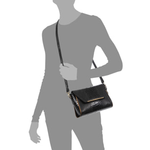 Mariola Bolso bandolera Mujer.Piel auténtica Gamuza Grabado Serpiente