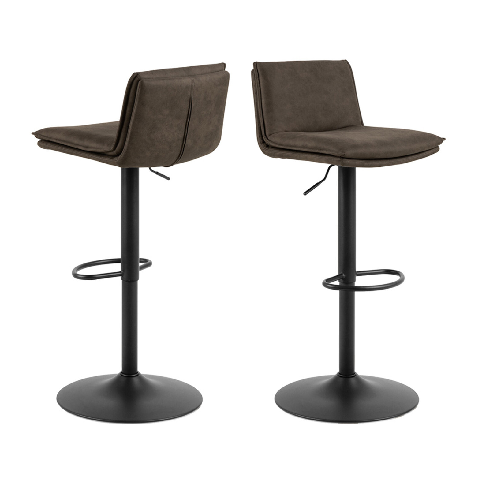 Alora - lot de 2 tabourets - ajustables et pivotants - en tissu texturé et suédine - gris anthracite - Gris Anthracite
