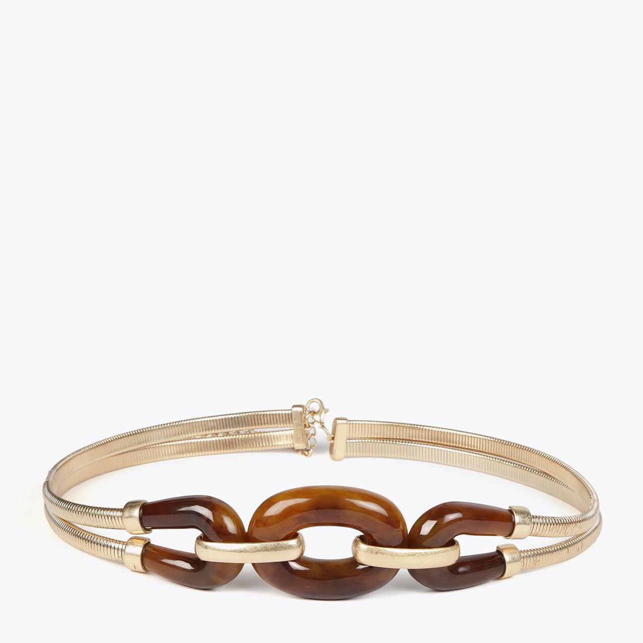 Cintura elasticizzata in metallo con elementi effetto tartarugato