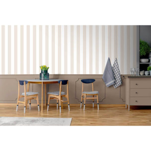 Papier peint rayures larges beige sable blanc