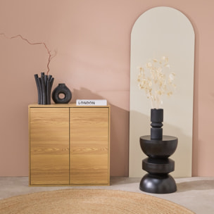 Buffet. module de rangement chêne décor bois 2 portes L 70 x P 35 x H 70 cm - Kompo