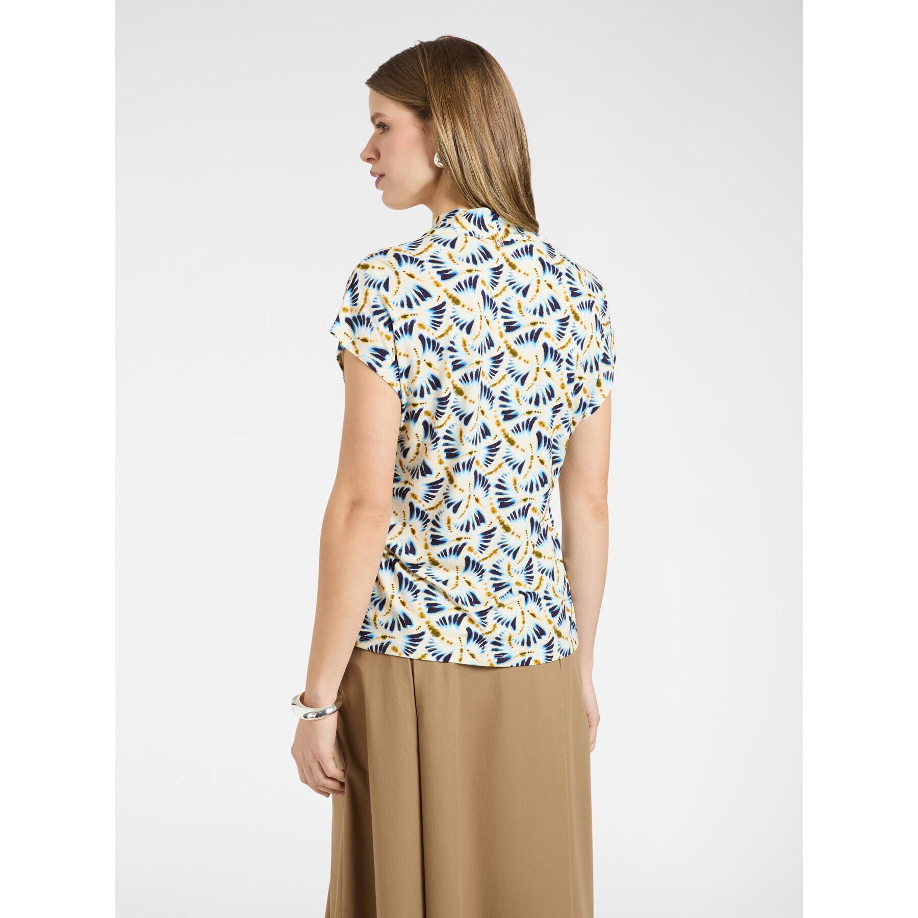 Elena Mirò - T-shirt stampata con scollo a V - Bianco