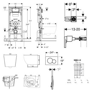 Duofix pack WC bâti-support + WC suspendu sans bride Ceramia PixL avec abattant SoftClose + plaque (GECEPXWT06-FR)