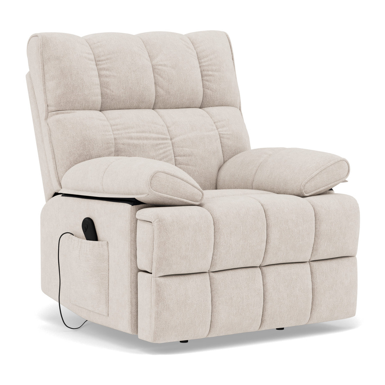 Chandler - Fauteuil relax électrique en velours texturé - Beige