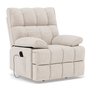 Chandler - Fauteuil relax électrique en velours texturé - Beige