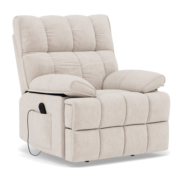 Chandler - Fauteuil relax électrique en velours texturé - Beige