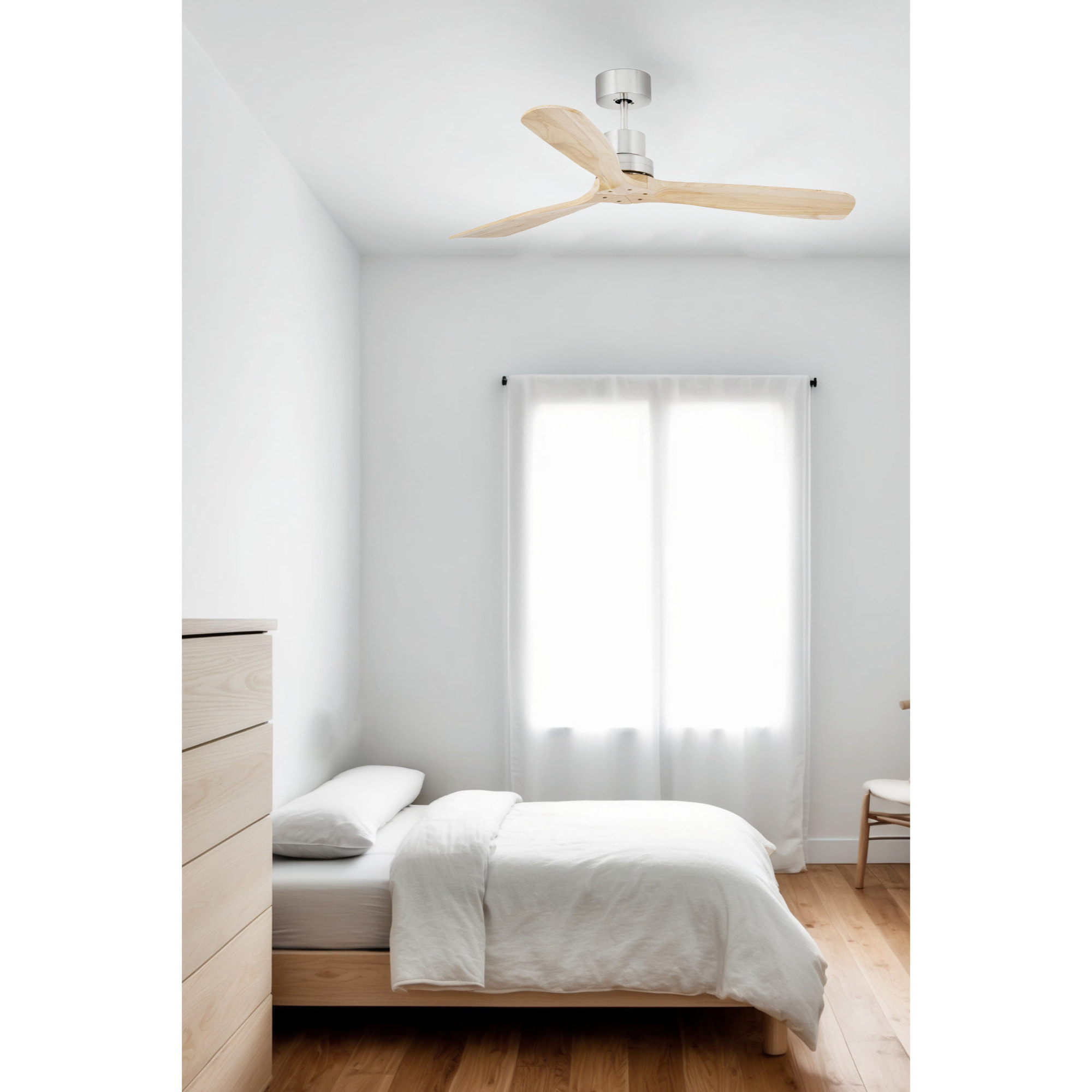 LANTAU L Ventilador de techo níquel mate/pino