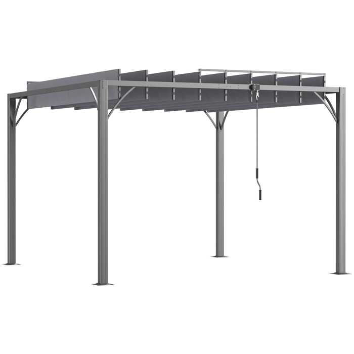 Pérgola 3x3 m Cenador de Jardín Gazebo con Diseño de Lamas Superior Giratorio hasta 135° Marco de Aluminio y Protección UV 50+ Pabellón para Patio Terraza Balcón Gris