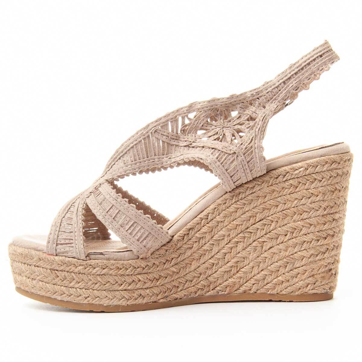 Sandalia de cuña 12 cm beige