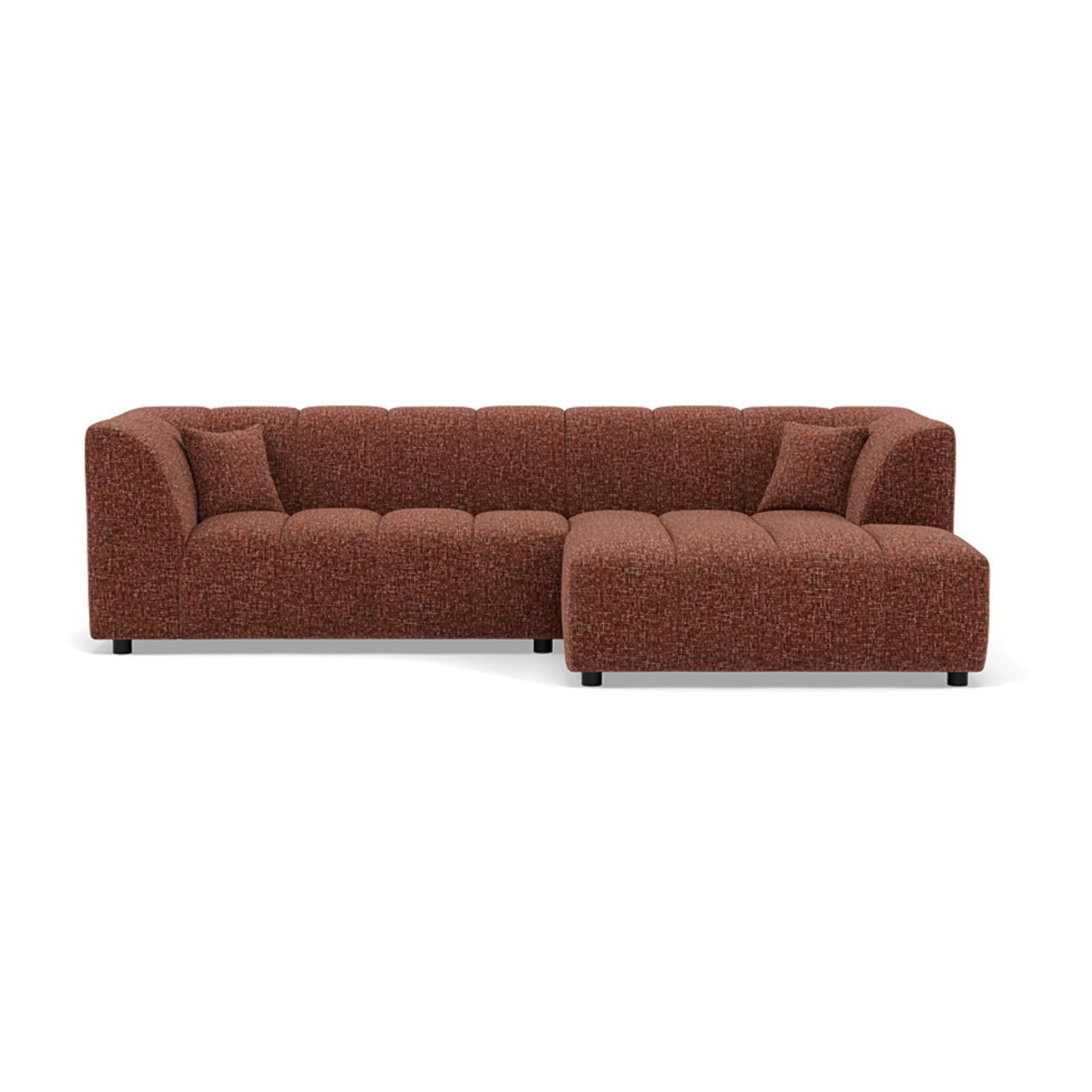 Curtis - canapé d'angle droit 4 places avec accoudoir en tissu texturé - Terracotta