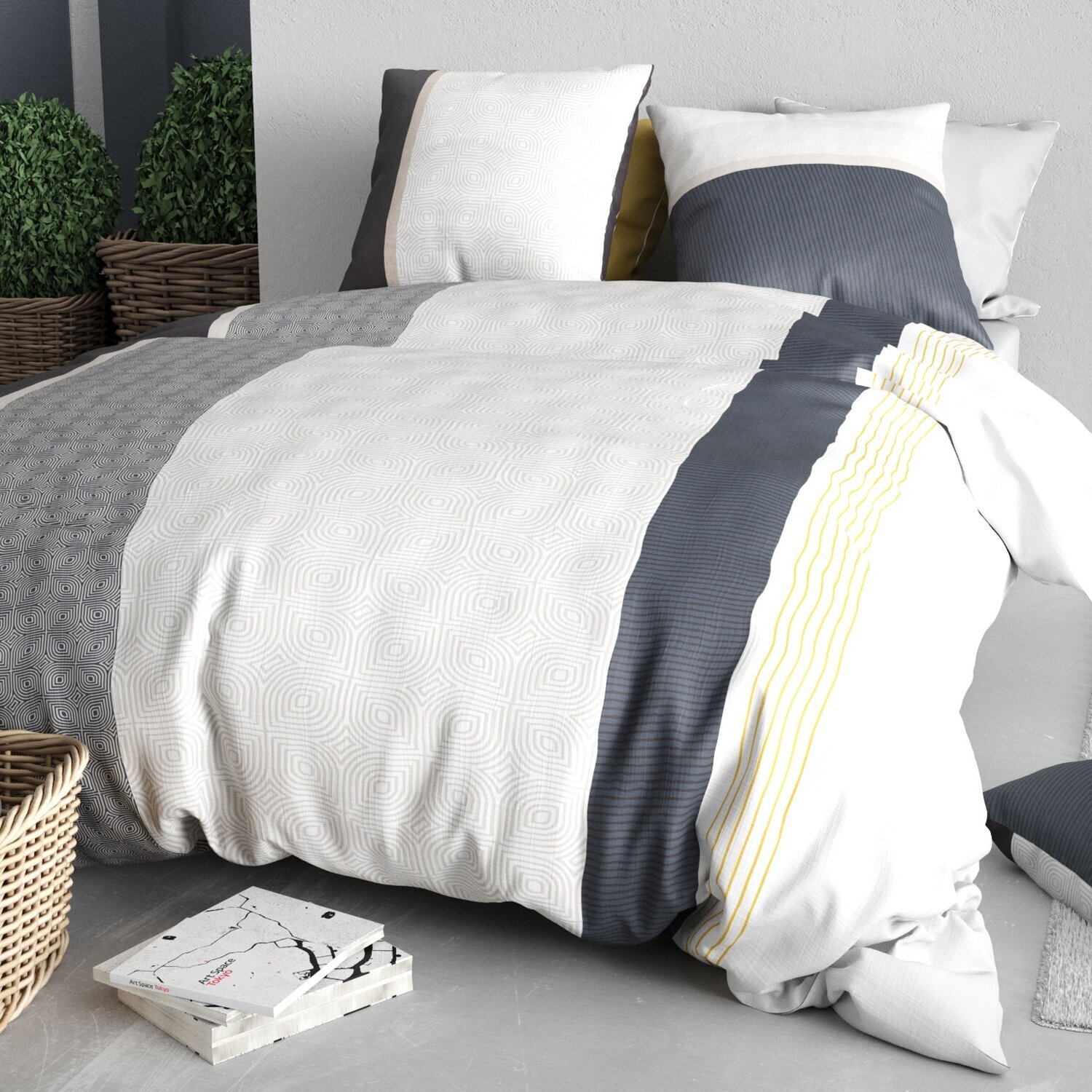 Parure housse de couette imprimée + 2 taies stratus