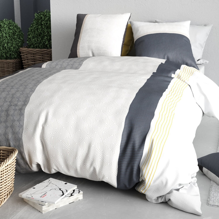 Parure housse de couette imprimée + 2 taies stratus
