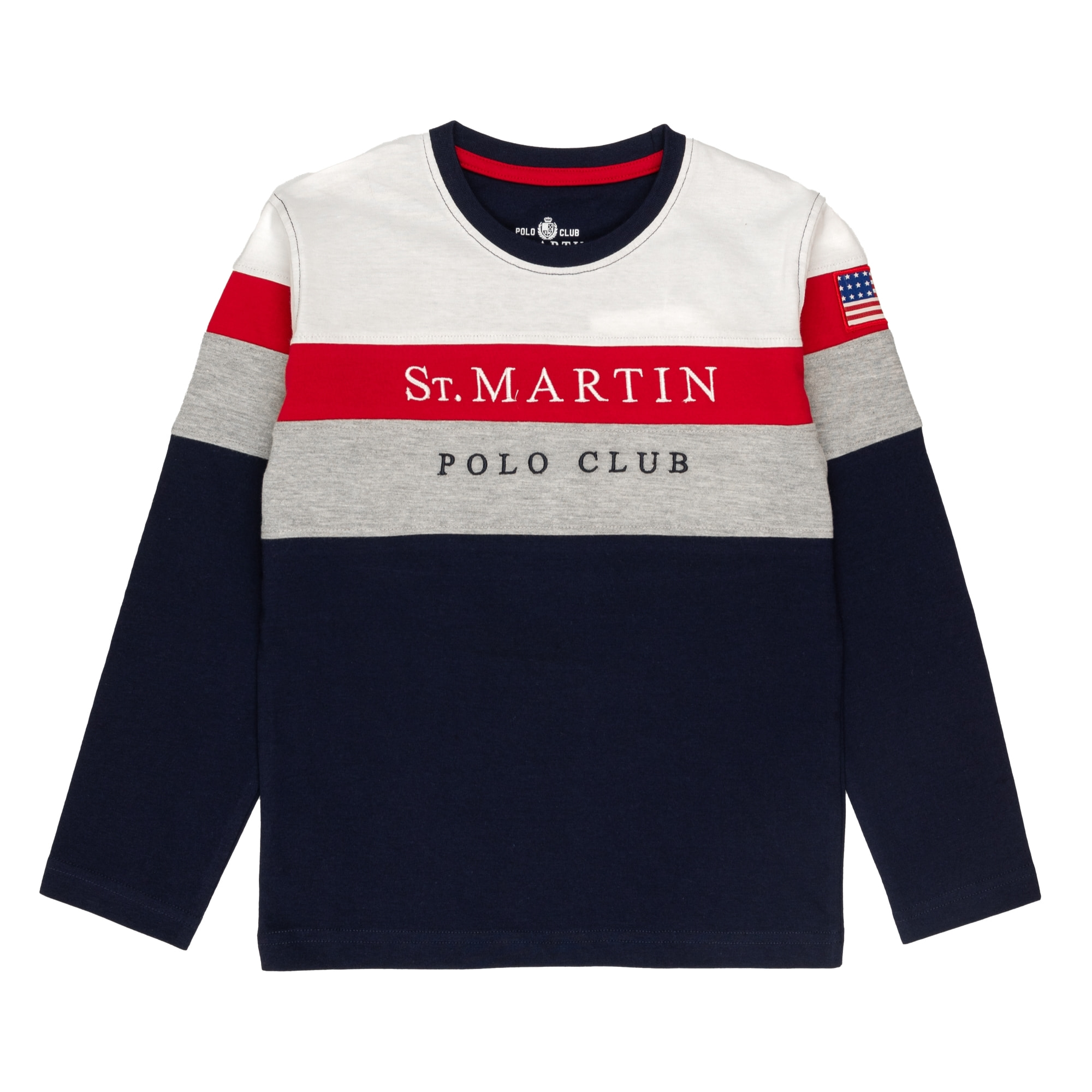 T-shirt con fasce colorate e ricamo logo