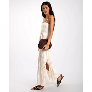 Vestido largo de tirantes con textura