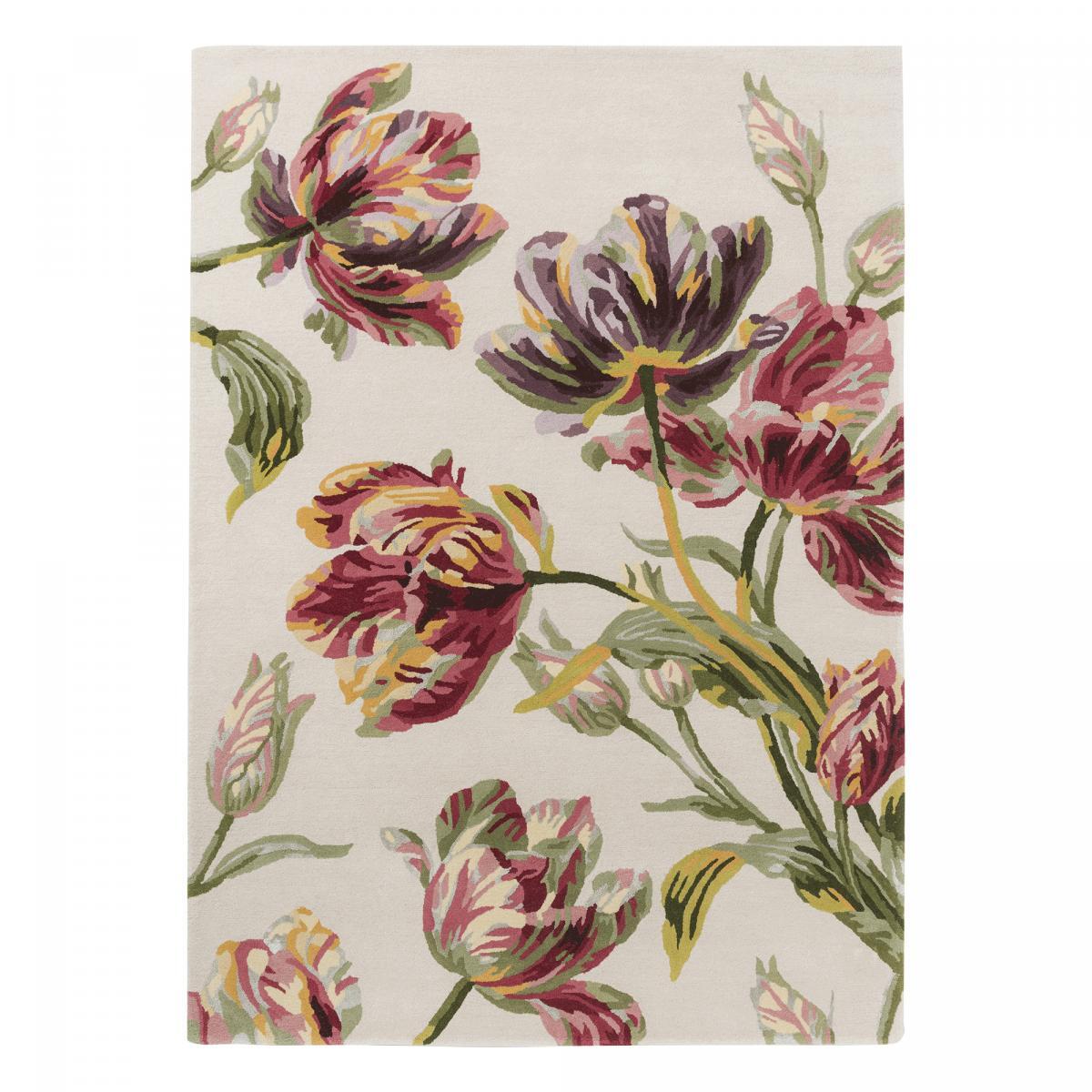 Tapis salon et chambre fait main en laine motif floral WANI