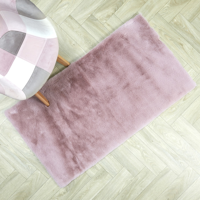 Tapis Imitation Fourrure Fin Rose 110x60cm