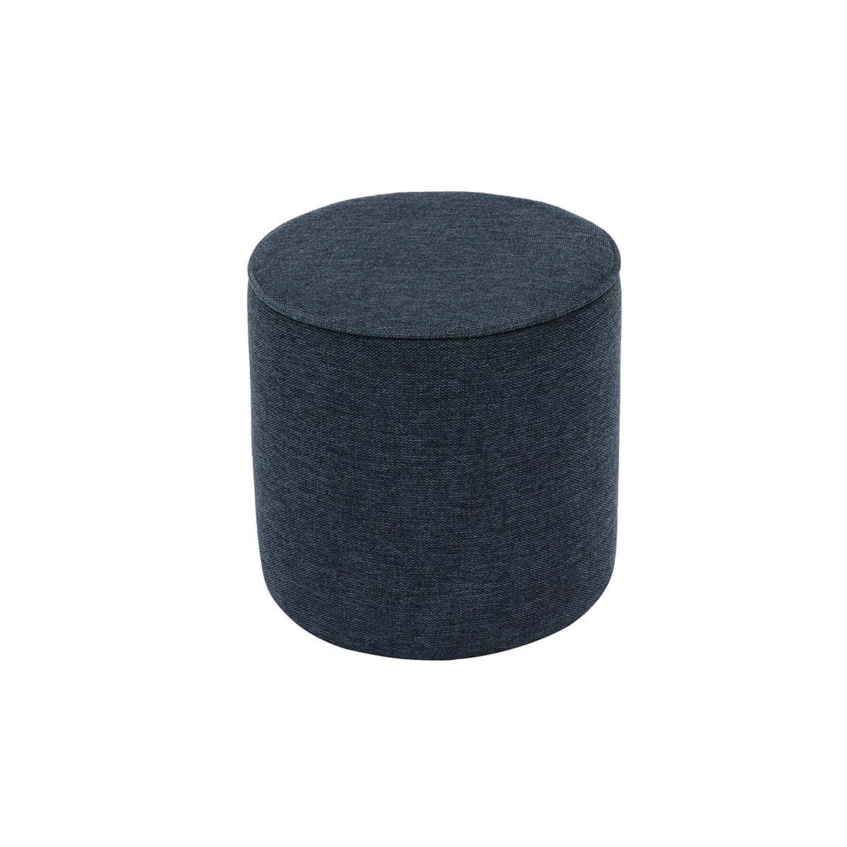 Pouf rond en tissu effet velours texturé bleu foncé D40 cm PAUL