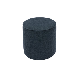 Pouf rond en tissu effet velours texturé bleu foncé D40 cm PAUL