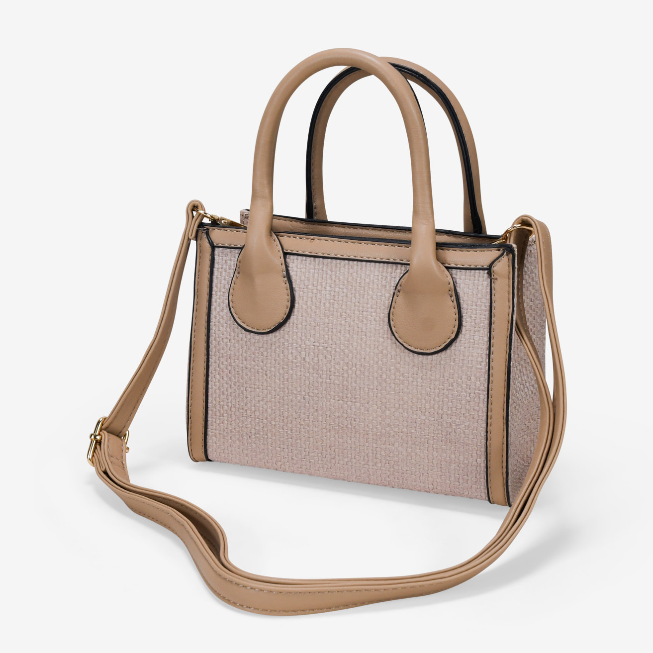 Bolso de mano beige en rafia