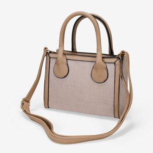 Bolso de mano beige en rafia