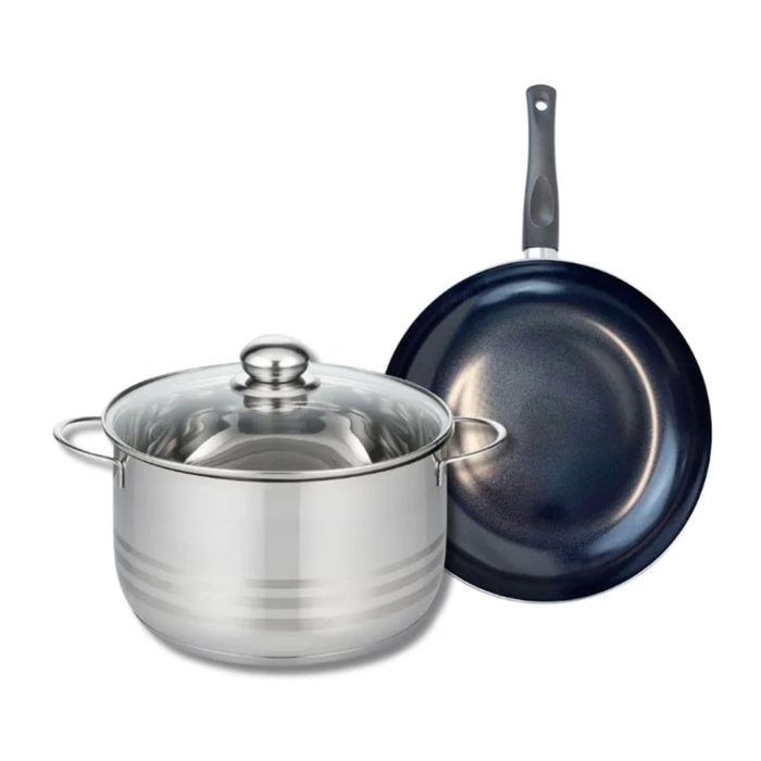 Ensemble de 1 Poêle de cuisson 24 cm et 1 faitout 24 cm Elo Prima Brillant