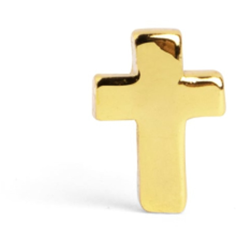 Orecchino singolo Mini Cross Argento Placcato Oro