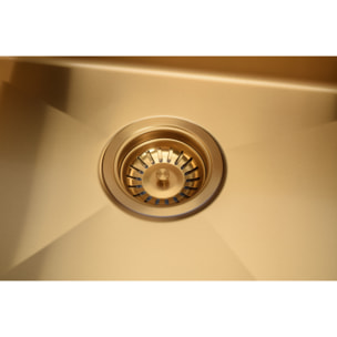 Timeless Évier de cuisine sous plan inox 304, 1 bac , 55x45x21 cm, Or brossé PVD