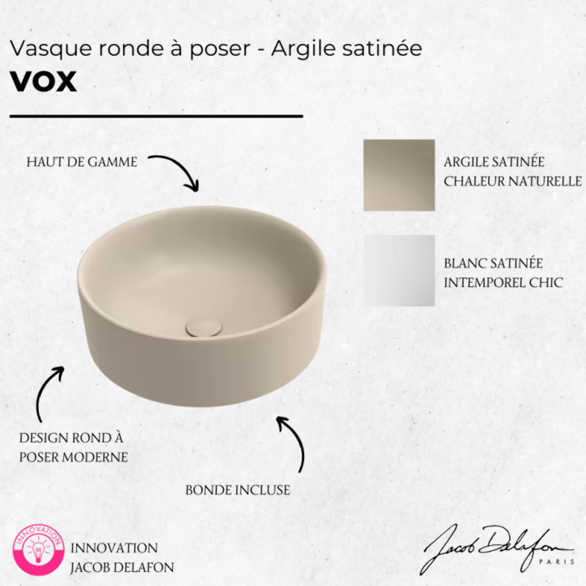 Vasque ronde à poser Vox satinée argile