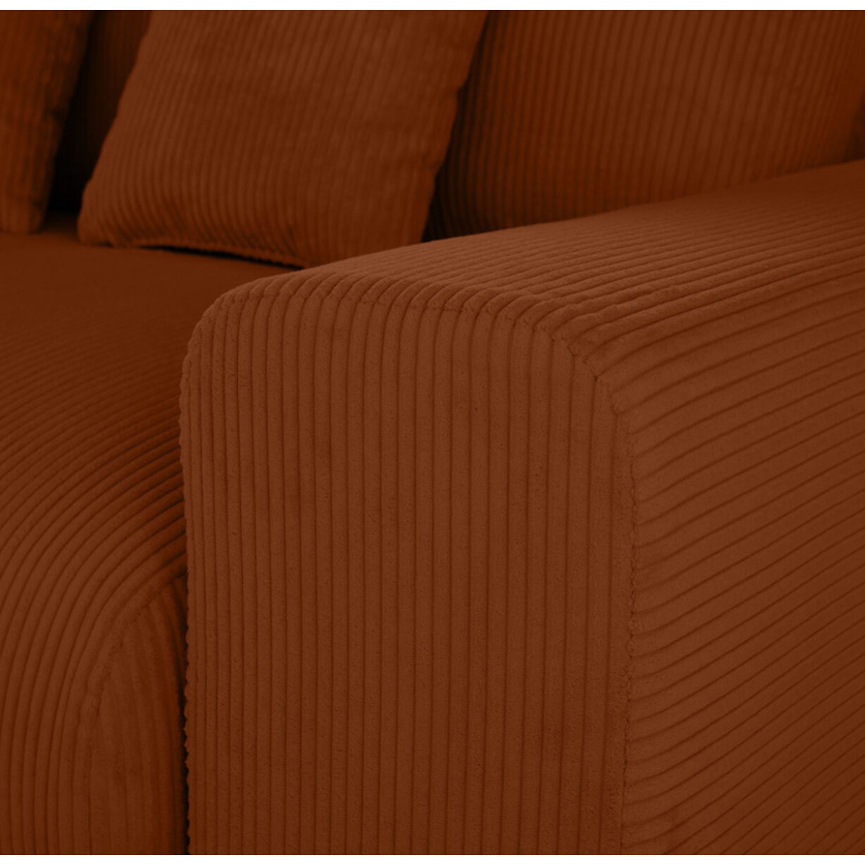 Garance - module d'assise 3 places avec accoudoir droit - en velours côtelé - Terracotta