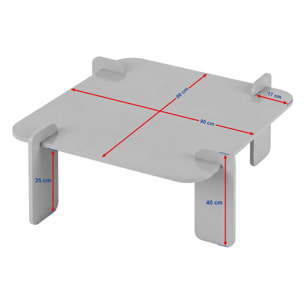 Table basse carrée effet travertin et noyer 90x90cm BROOKLYN