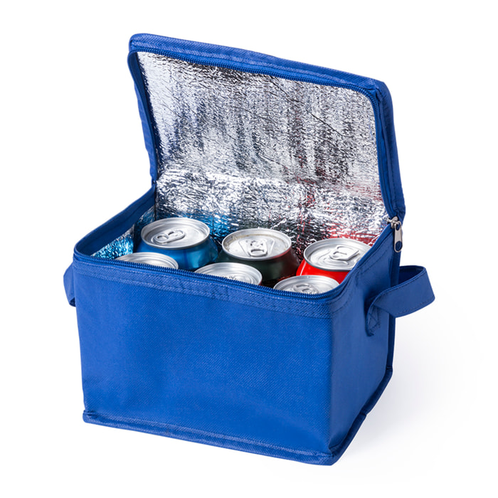 Frigorifero portatile Hertum per 6 lattine, con interno isotermico rifinito in alluminio.
