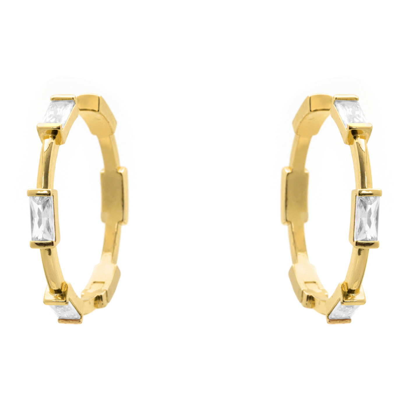 Pendientes de Circonita Brillante acabado en oro amarillo de 18k