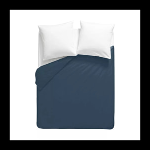 Housse de couette percale de coton uni bleu La percale francaise ocean