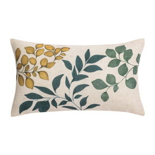 Coussin polylin imprimé feuillages - Naturel