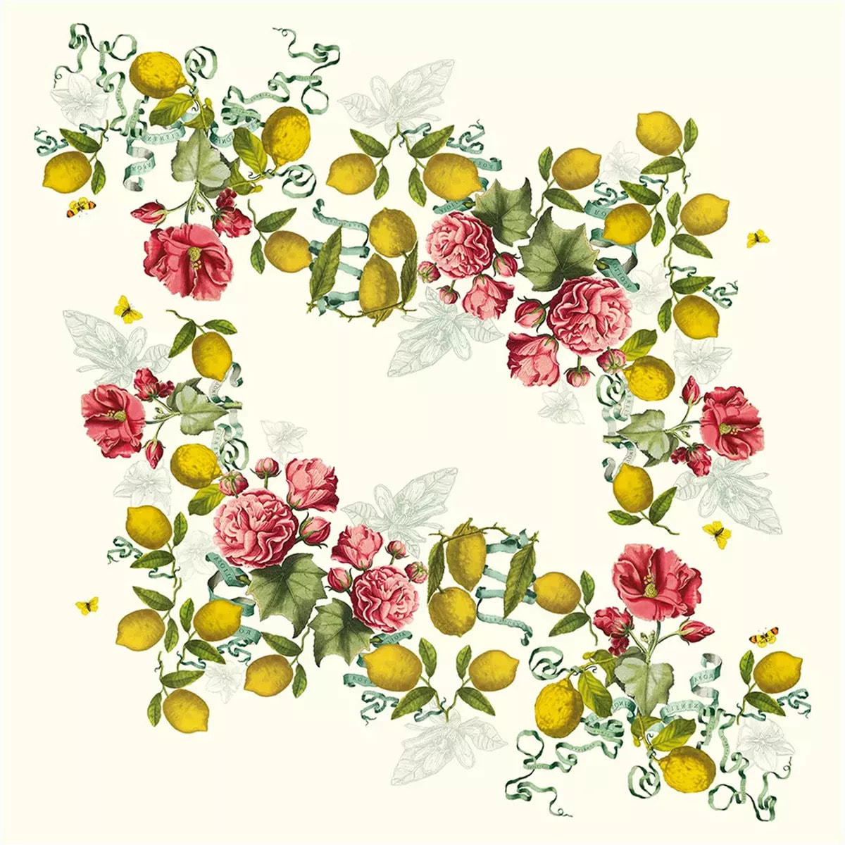 Nappe lin & coton lavé 190 g/m² imprimé multicolore Citrons de menton romance