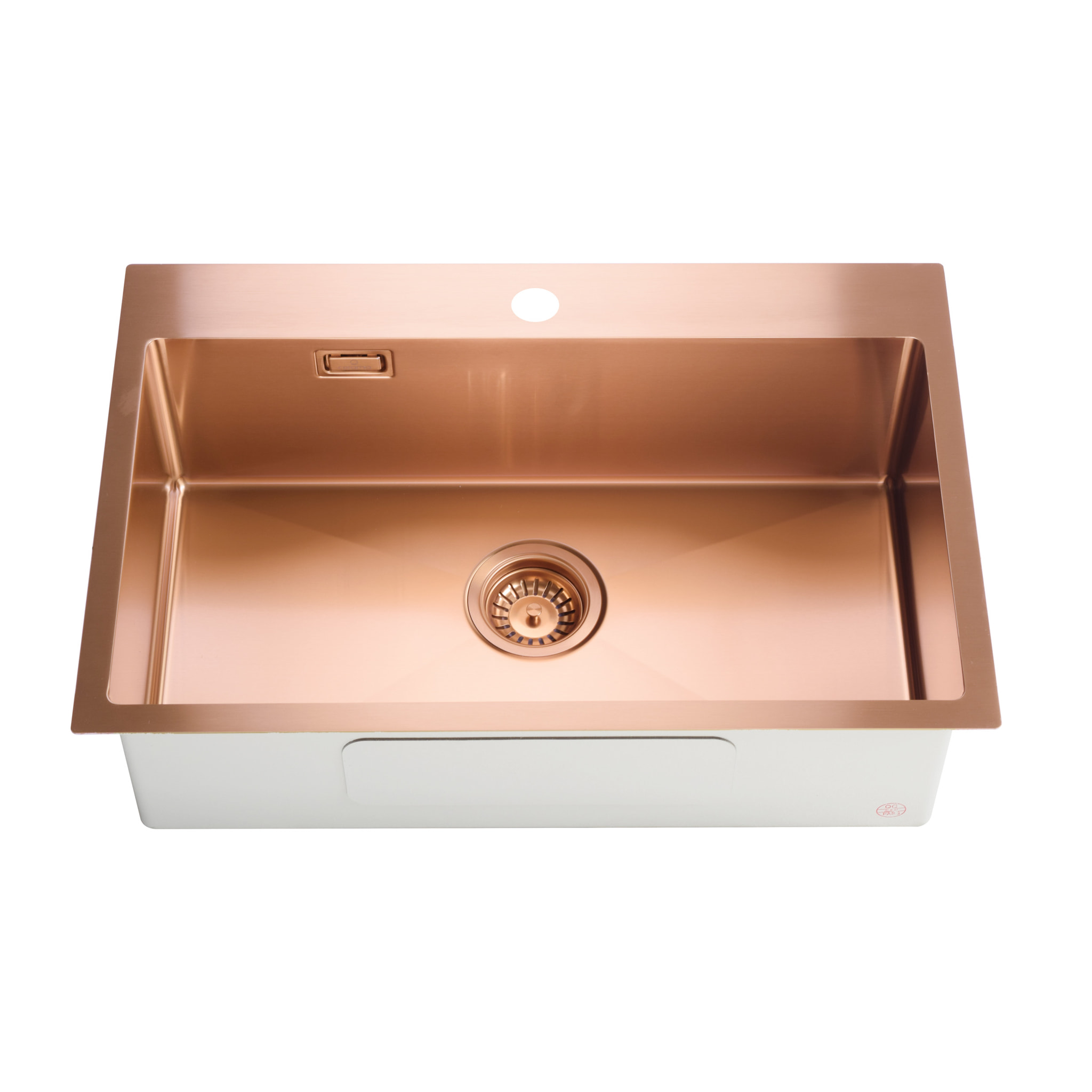 Timeless Évier de cuisine encastrable inox 304, 1 bac, 68x45x21 cm, Cuivre brossé PVD