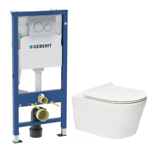 Duofix pack WC bâti-support + WC suspendu sans bride Swiss Aqua Technologies avec abattant SoftClose + plaque (GEBSTBRWR02-FR)