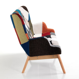 Canapé 2 places Tomasucci KALEIDOS-G, en coton et tissu, marron, 132 × 80 × 96 cm
