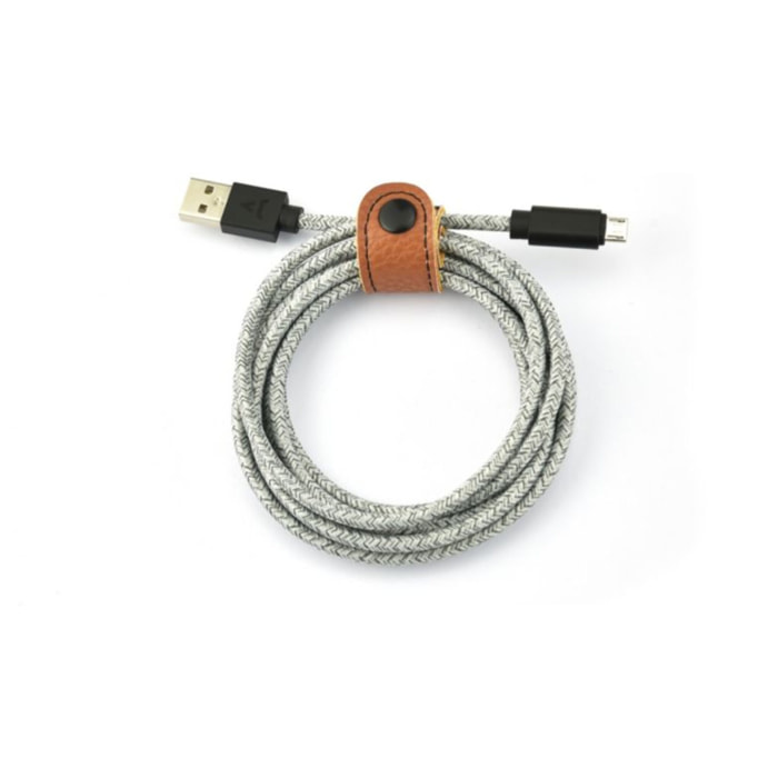 Câble micro USB ADEQWAT vers USB 2M tréssé Gris