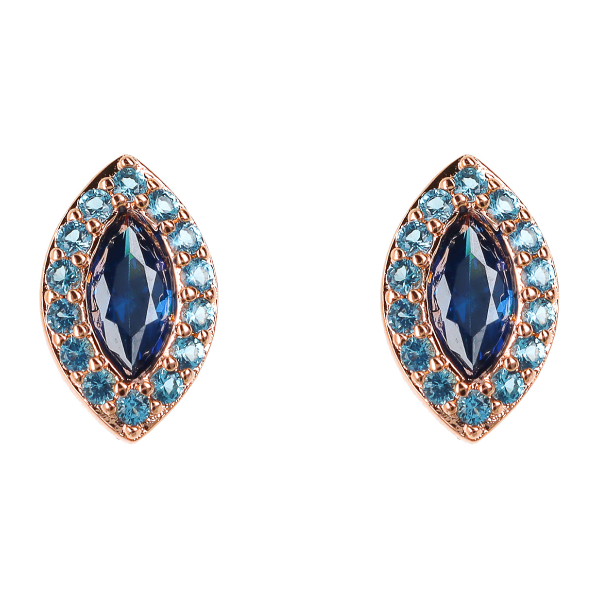 Orecchini a Lobo Marquise con Cubic Zirconia Blu