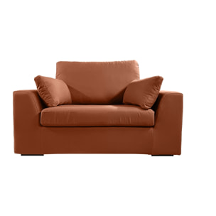 Fauteuil XL TRESSIN 145 cm fixe tissu coton Terracotta - 100% déhoussable - Fab. France