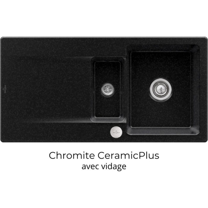 Evier 1 bac 1/2 Siluet 60 R Chromite CeramicPlus avec vidage automatique