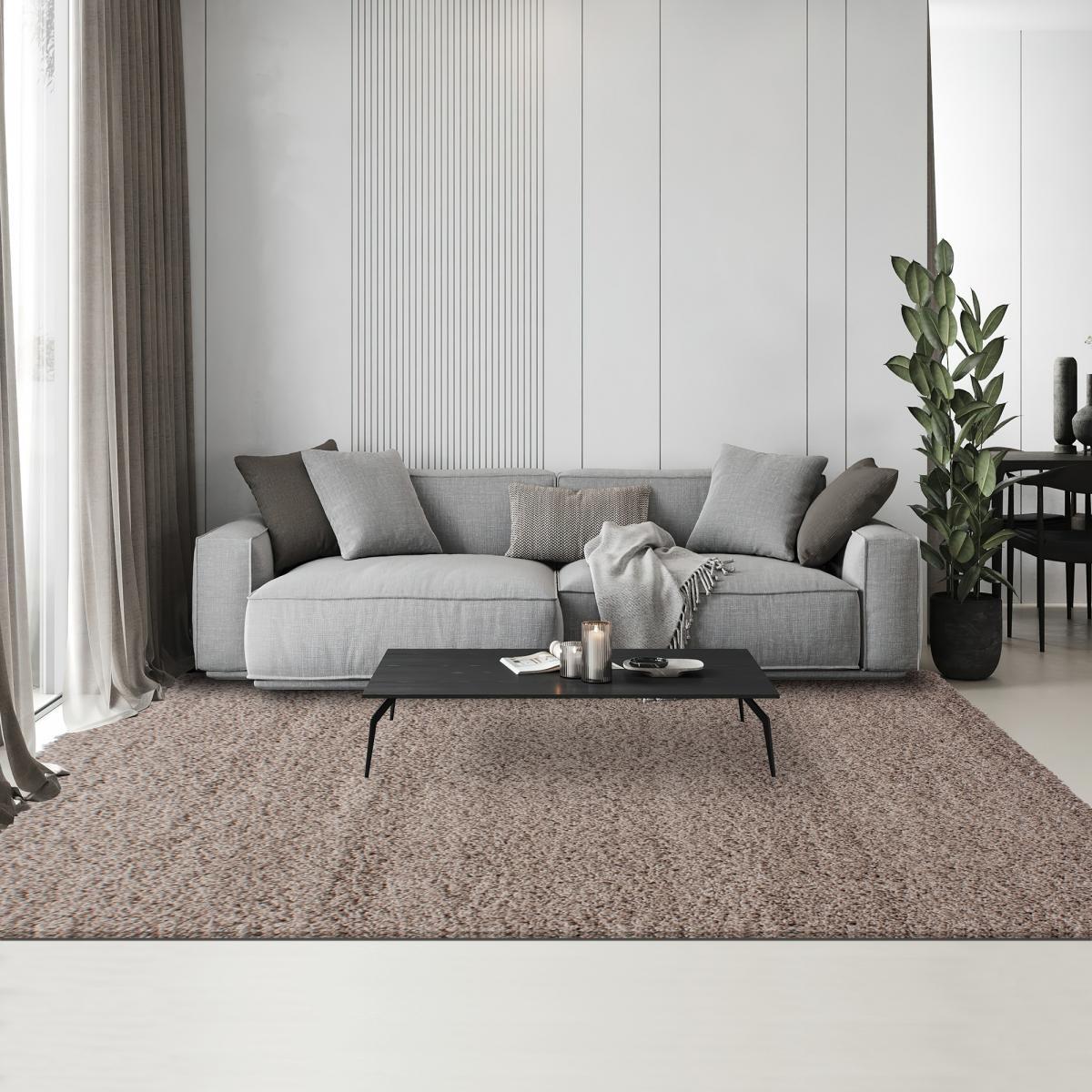 Tapis poils longs shaggy tissé motif uni ZASIVE