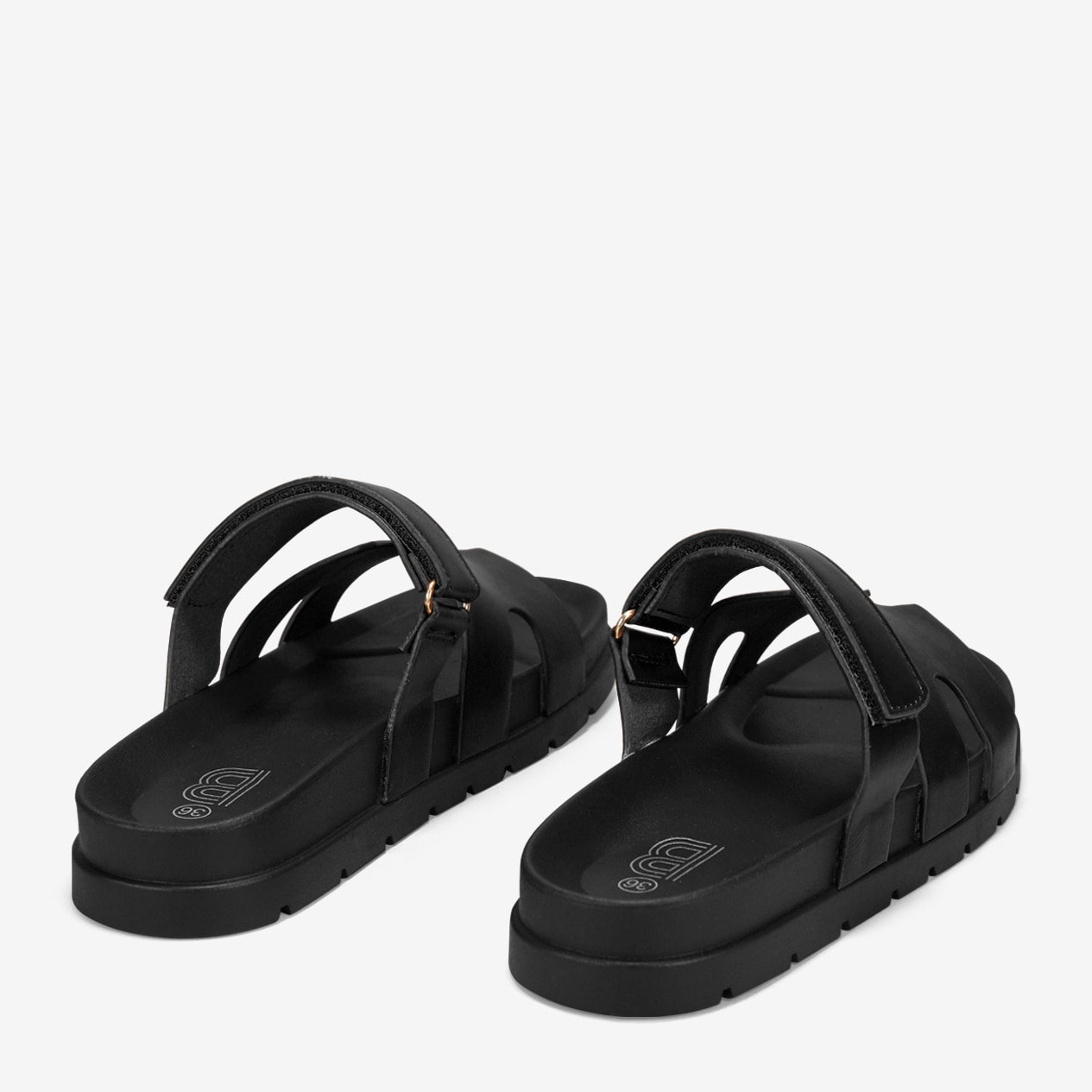 Sandalias planas negras destalonadas con velcro