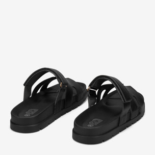Sandalias planas negras destalonadas con velcro