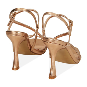 Sandali rosa oro laminato, tacco 10 cm
