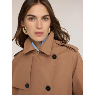 Motivi - Trench corto doppiopetto misto cotone - Marrone